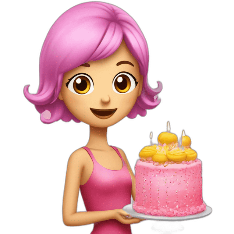 Fille anniverssaire géné gâteaux bougies emoji