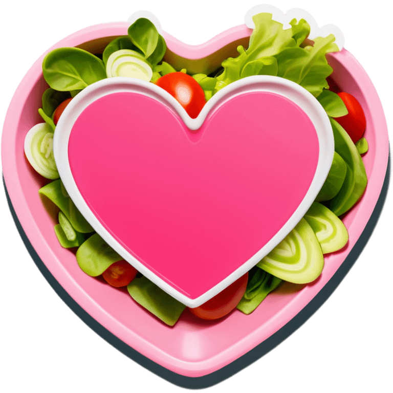 green salad in a pink heart shaped plate   emoji