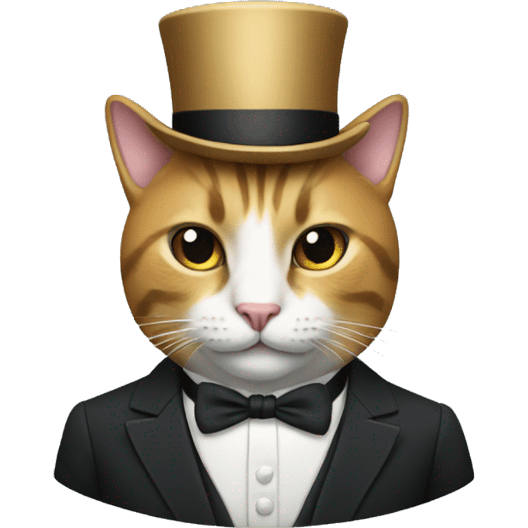 Cat in a suit and top hat emoji