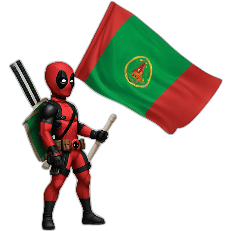 Deadpool raising a Moroccan flag emoji