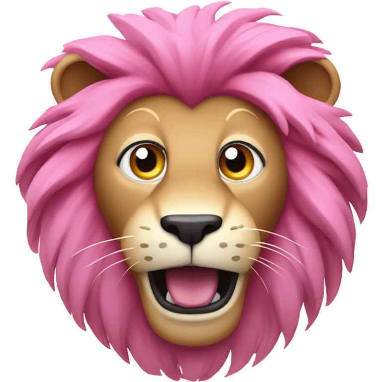 Pink lion surprised  emoji