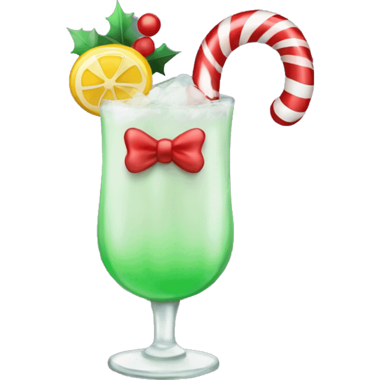 christmas cocktail with a candy cane and a bow on the stem  emoji