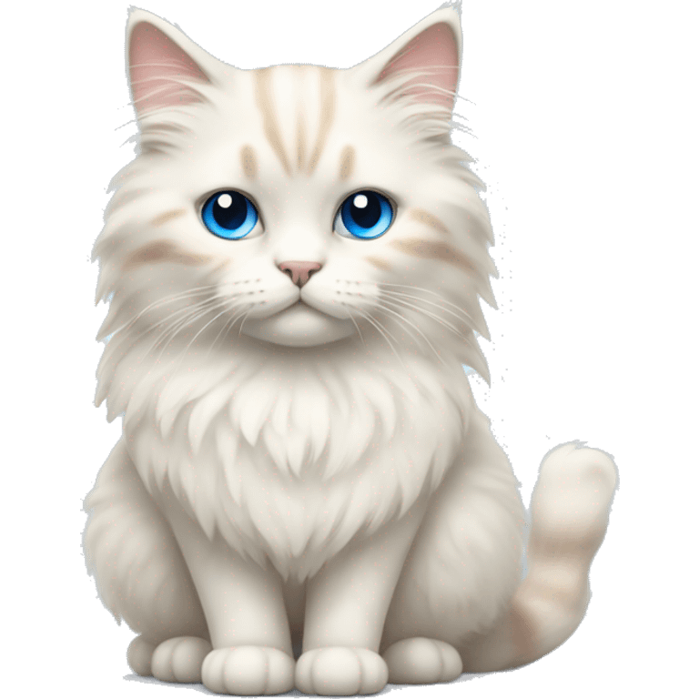 White and beige fluffy cat with blue eyes  emoji