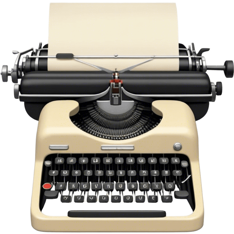 Create an emoji representing screenwriting. The design should feature an open script with visible dialogue and action lines, symbolizing the writing of a screenplay. Include a classic typewriter or a modern writing device, such as a laptop, to signify the process of creating a script. Optionally, add elements like a film reel or director's chair to emphasize the cinematic aspect of screenwriting. Use a professional color palette with black, white, and subtle metallic tones. Do not include any emojis or smiley faces. Make the background transparent. emoji