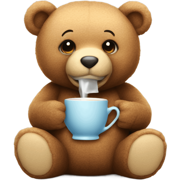 teddy bear drinks tea emoji