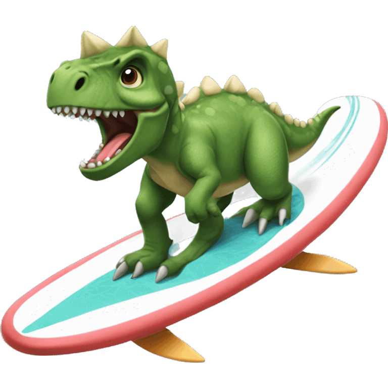 dinosaw riding on a surfboard emoji