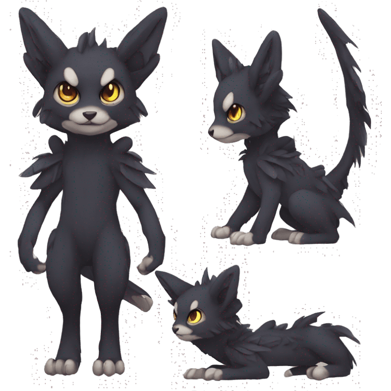 Cute cool edgy fantasy dark-themed animal hybrid Fakemon full body emoji