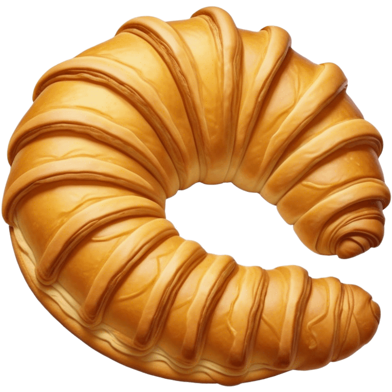 Cinematic Realistic Croissant Pastry Emoji, depicted as a flaky, buttery crescent with a golden, crisp exterior rendered with exquisite detail and warm, inviting lighting. emoji