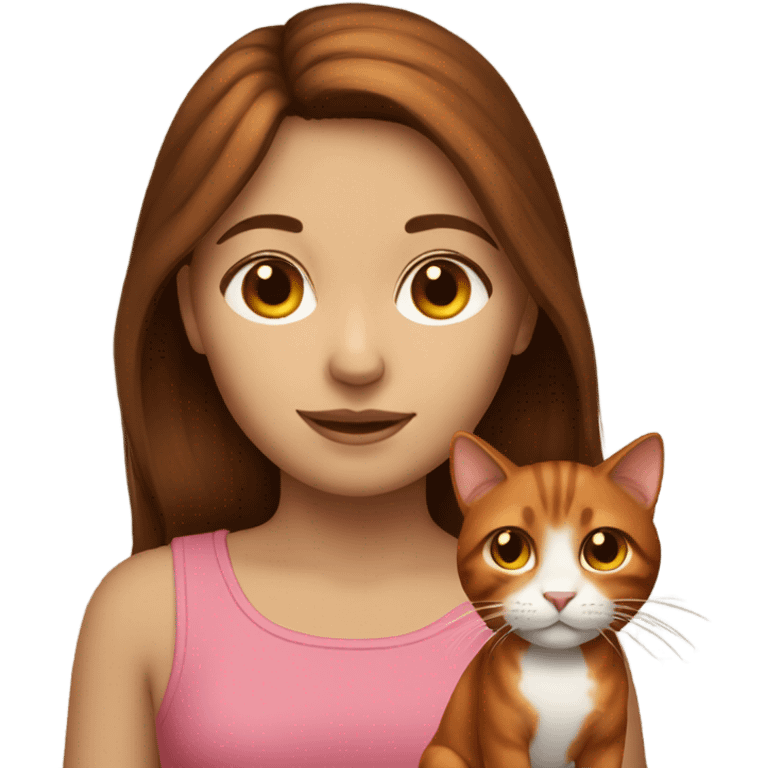 Brown Hair girl with red cat emoji