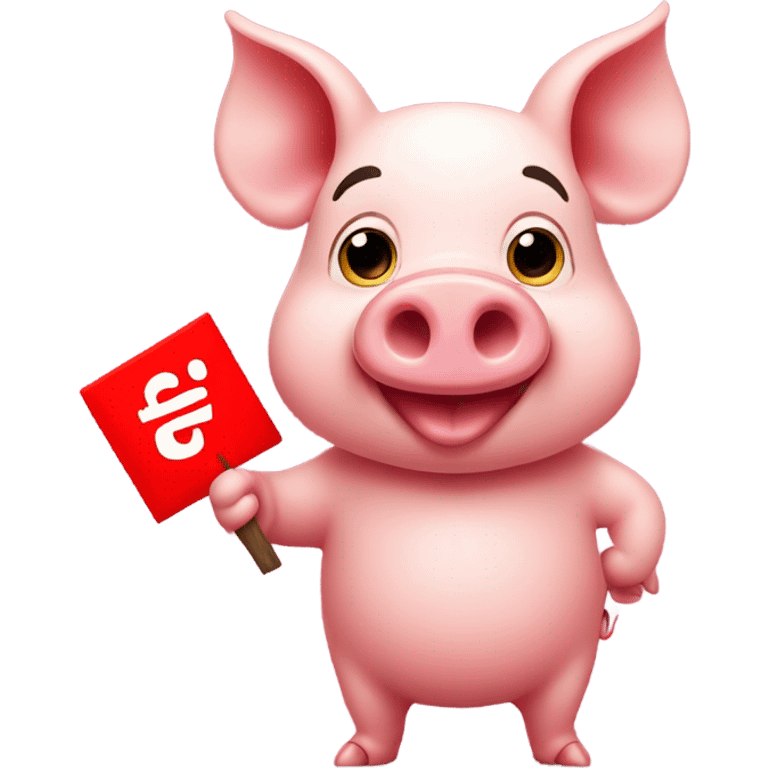 Cute pig with red 100 sign emoji