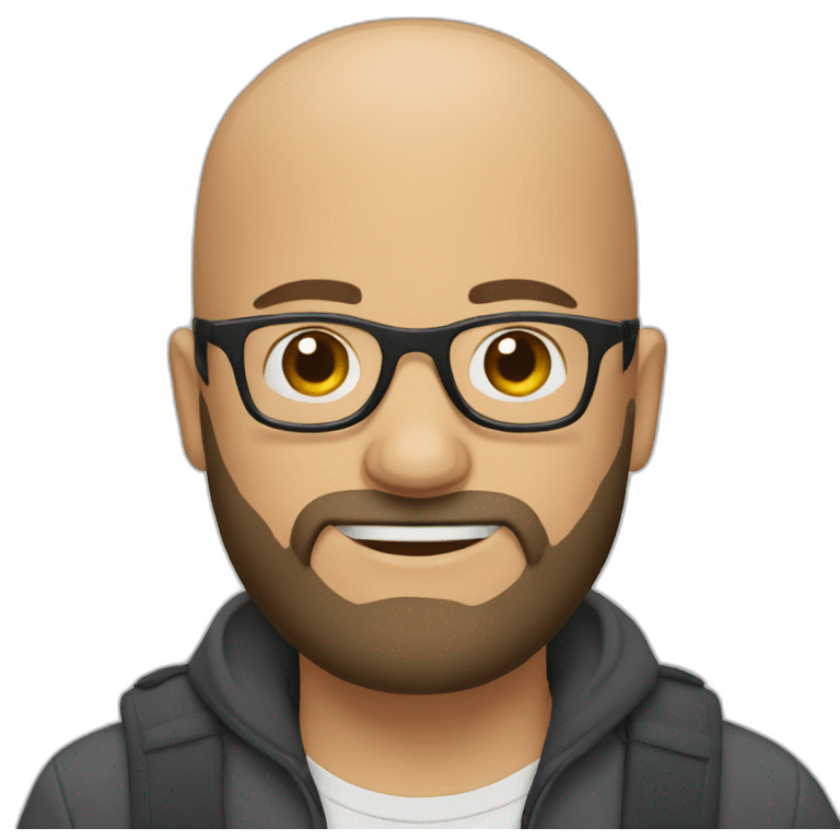 bald man with beard and glasses emoji