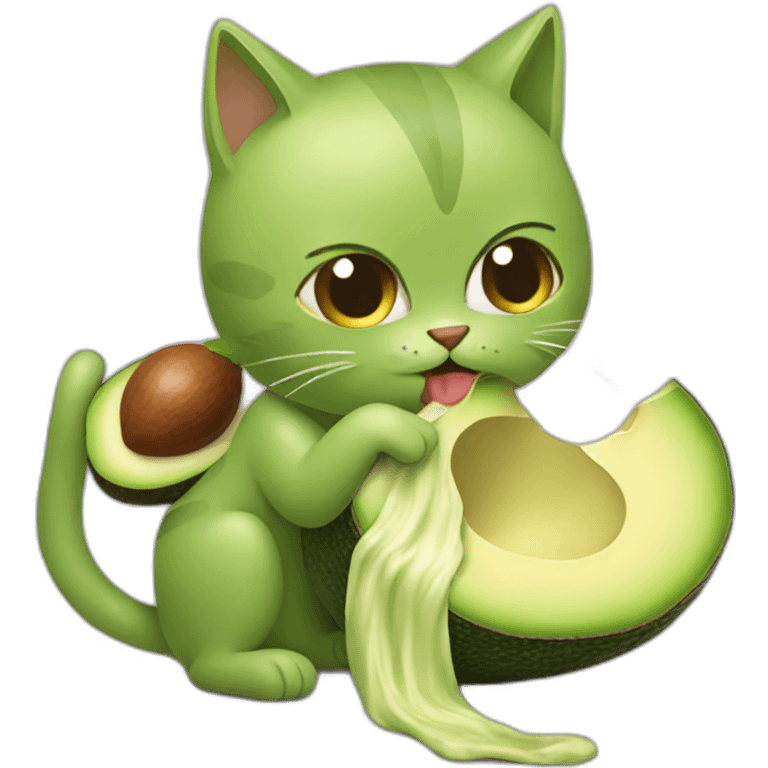 cat eating leg that is actually avocado emoji