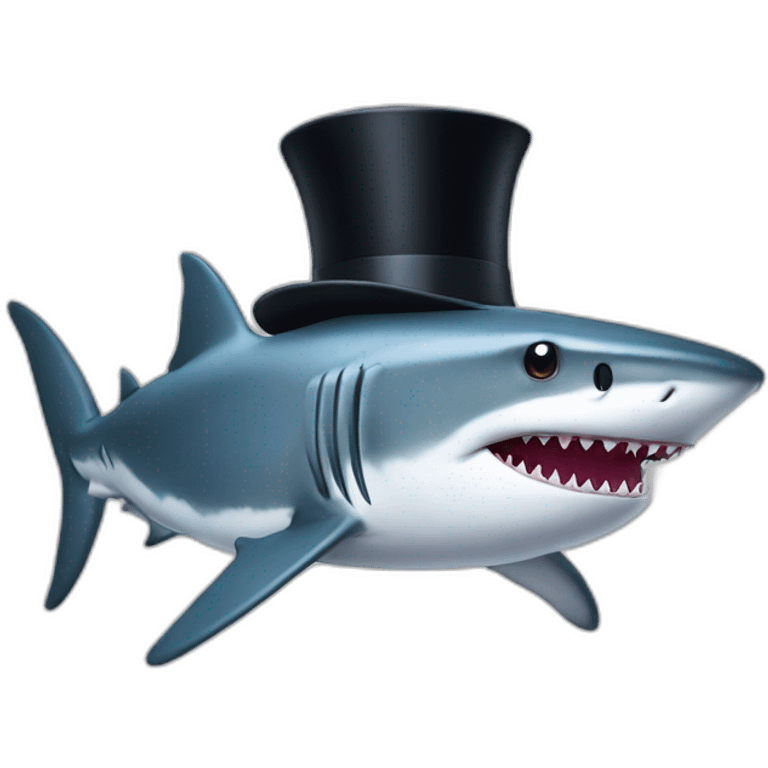 Shark with a top hat emoji