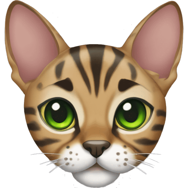 bengal cat with green eyes with a red bow emoji