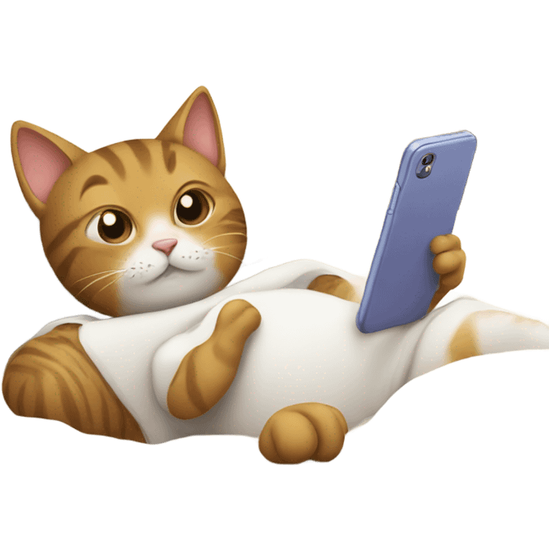 Cat in bed with phone  emoji