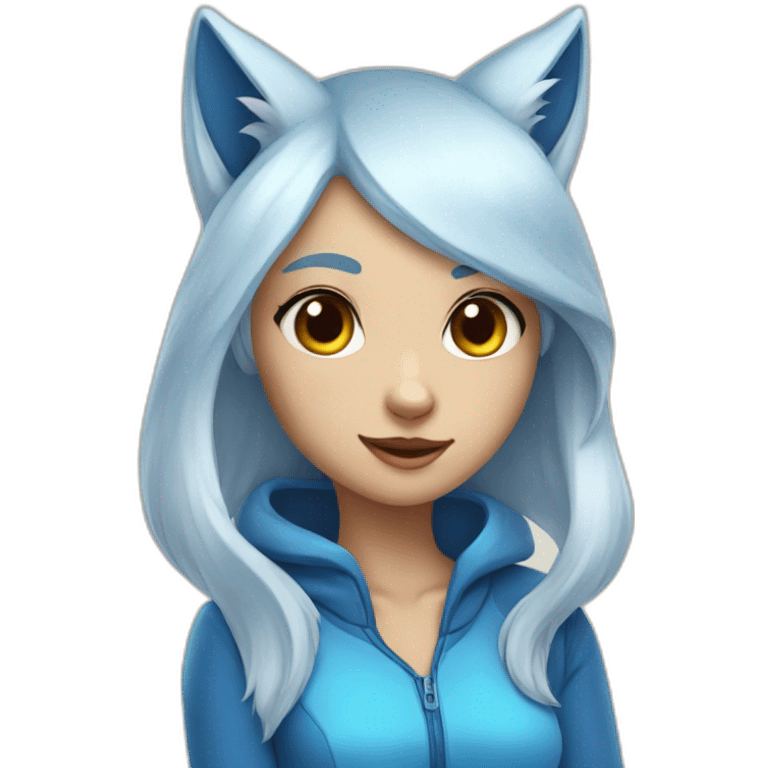 blue fox girl emoji