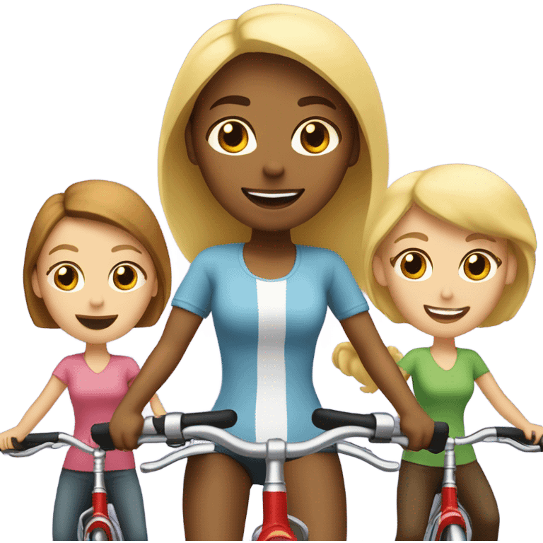 3 women riding bikes. 1 with blonde hair, 2 with brown hair emoji