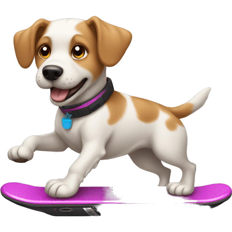 Dog flying on a hoverboard  emoji