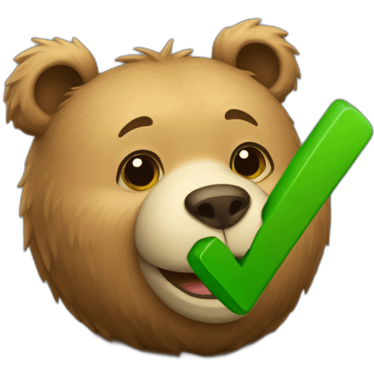 Bear holding green checkmark emoji