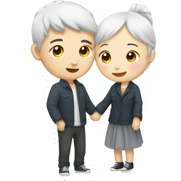 Hug kiss asia male and female white skin emoji