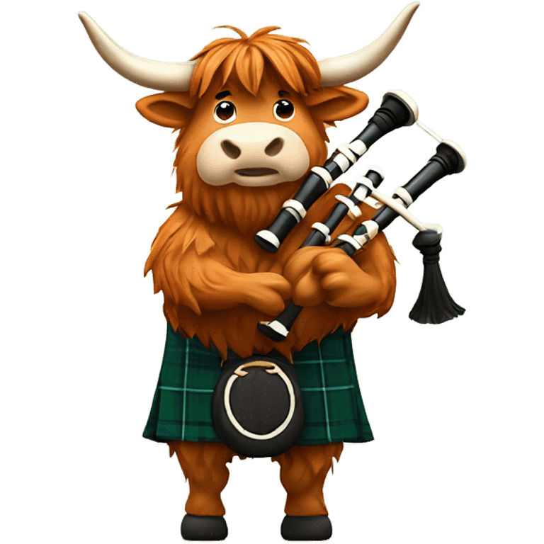 Highland cow playing bagpipes  emoji