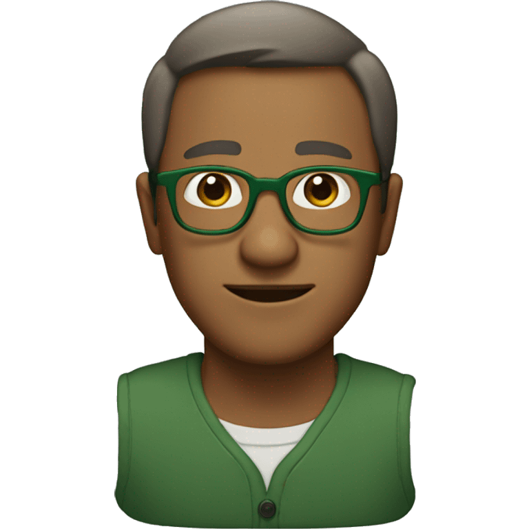 a 29 yer old brown guy with short hair and green glasses emoji