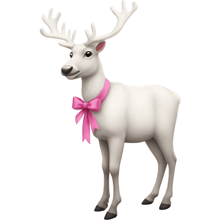 white real reindeer pink bows full body emoji