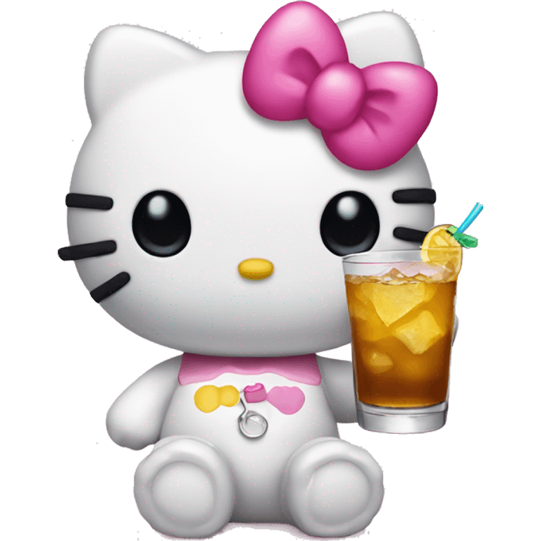 Hello kitty with a drink emoji