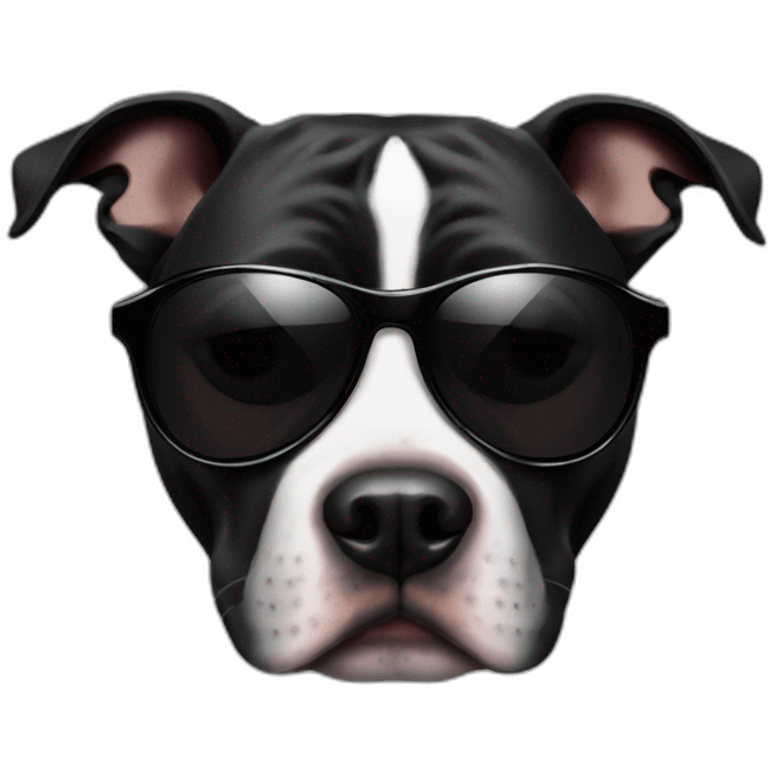 Black Staffordshire bull terrier in sunglasses emoji