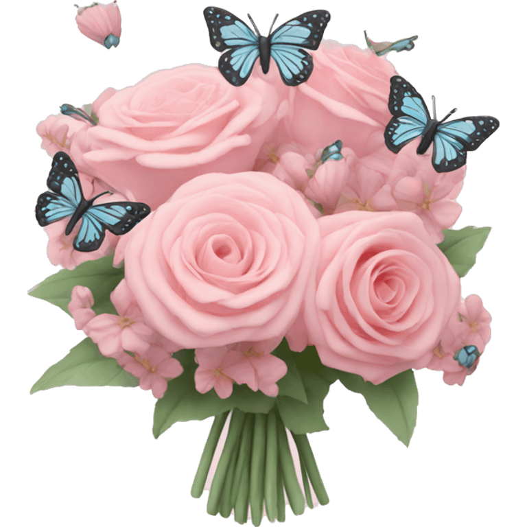 Pastel pink bouquet with butterflies emoji