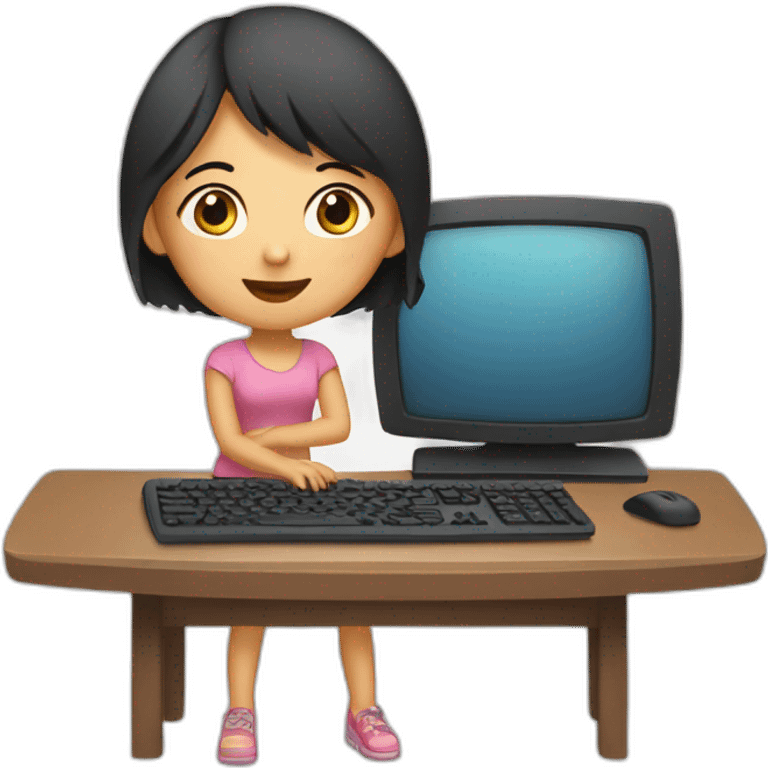 Asian Daughter with computer emoji