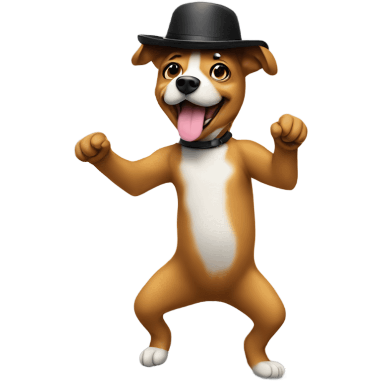 dog with hat on dancing emoji