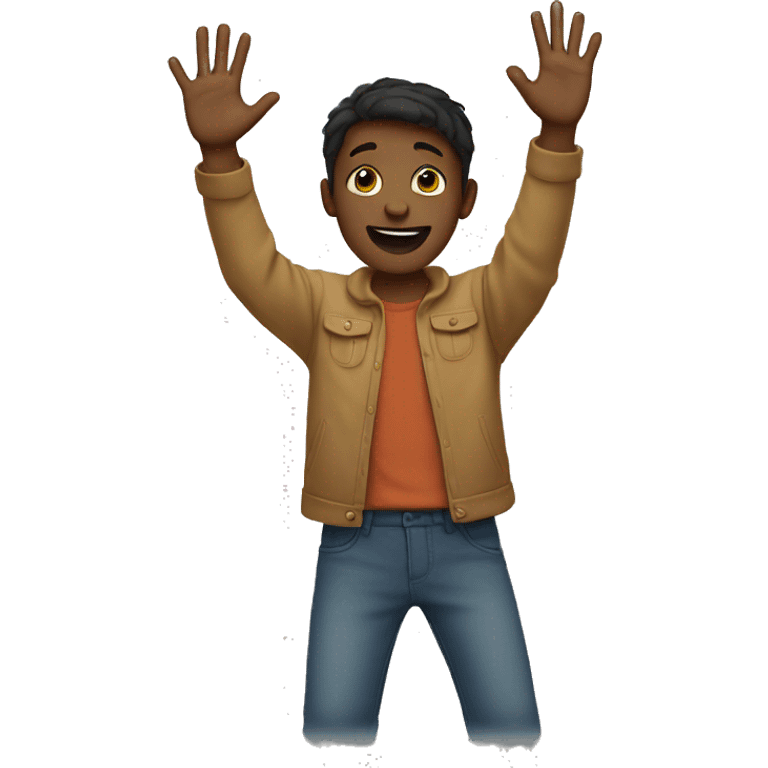 Boy with both hands in the air emoji