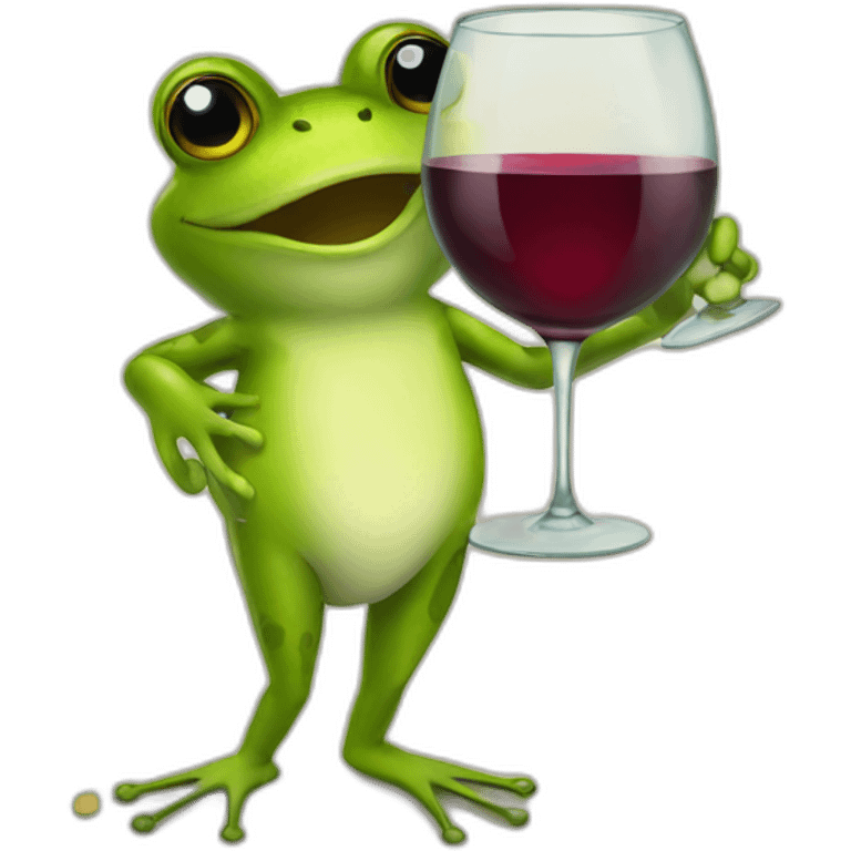 a frog with a glass of wine emoji