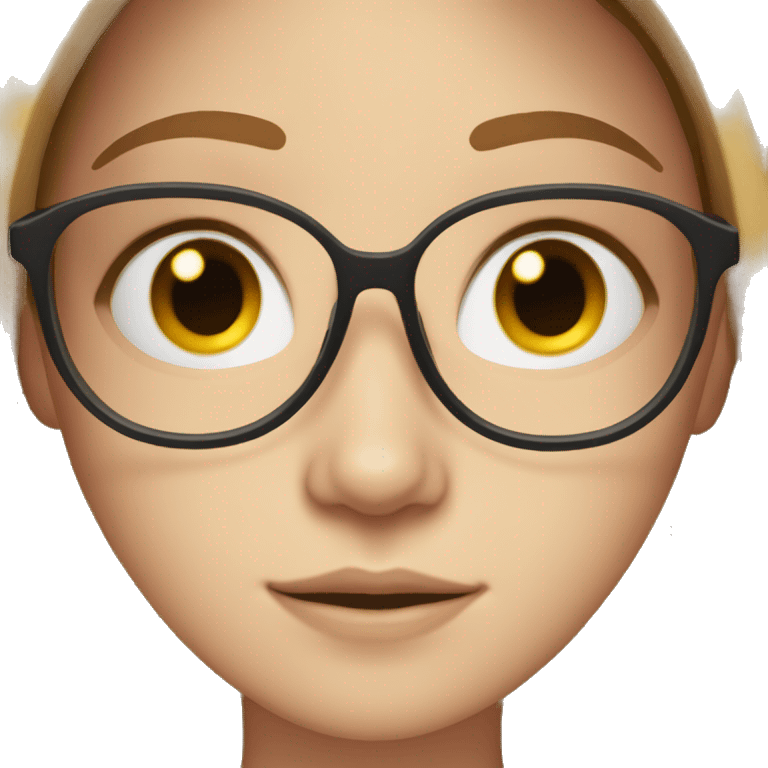 pale girl with freckles and middle parted long brown hair with glasses emoji