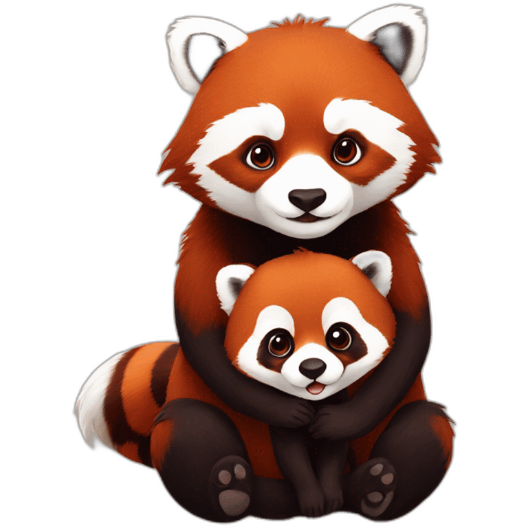 red panda holding a baby red panda emoji