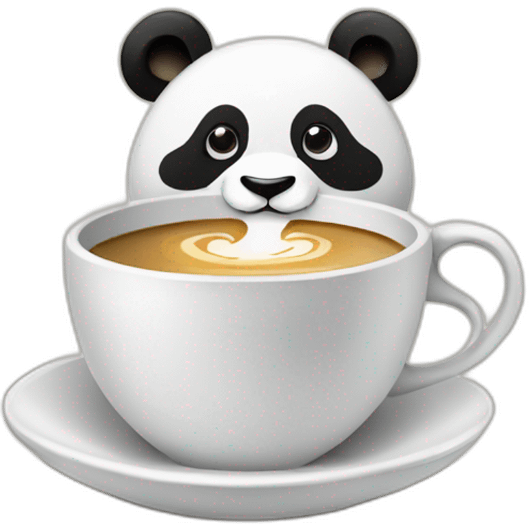 Panda with a monocle and a coffee saying good morning emoji