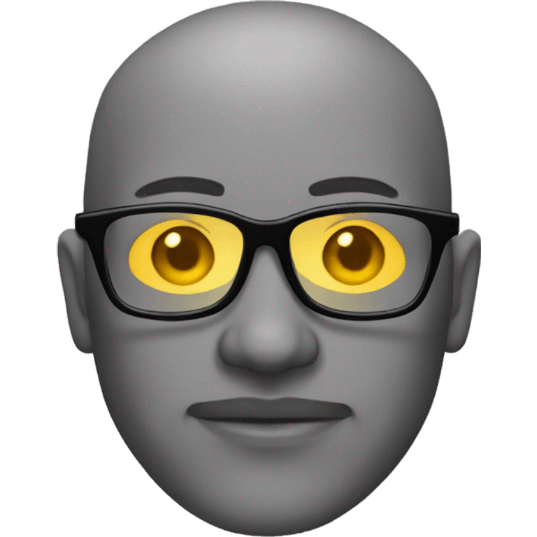 man with grey skin, no hair, stubble, wearing glasses that have a distinctively yellow tint emoji