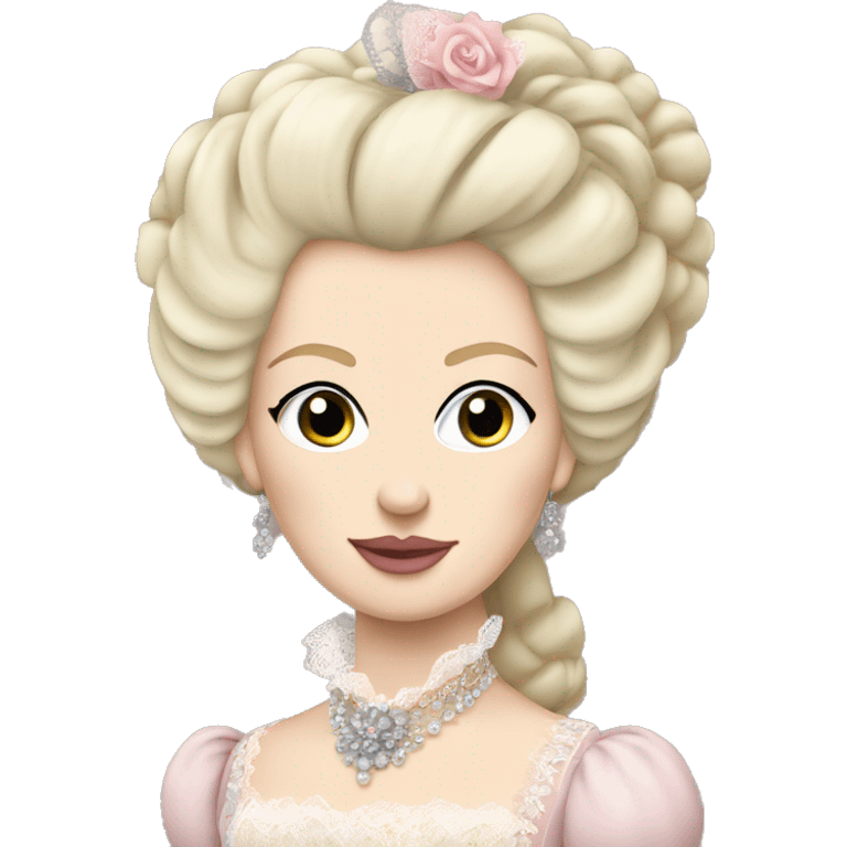 Marie Antoinette wearing lace and pale pink with blonde hair emoji