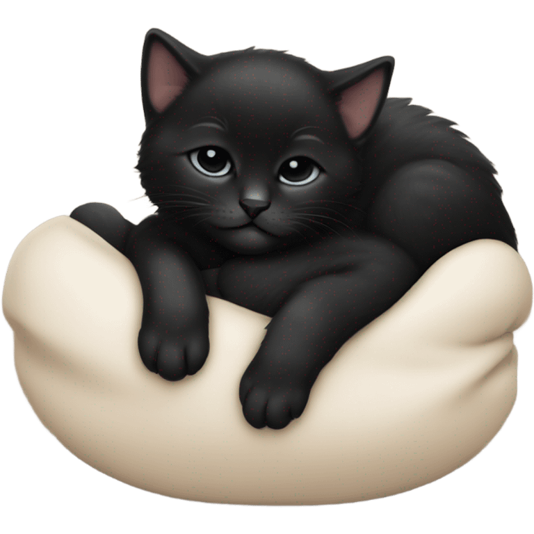 Black kitten taking a nap emoji