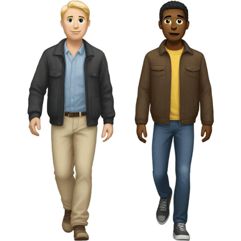 white skin man walking with his friend  emoji