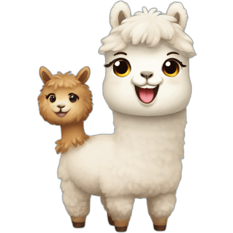 Happy alpaca with cute girl emoji