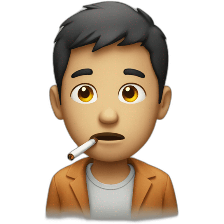 A sad boy smoking cigarette emoji