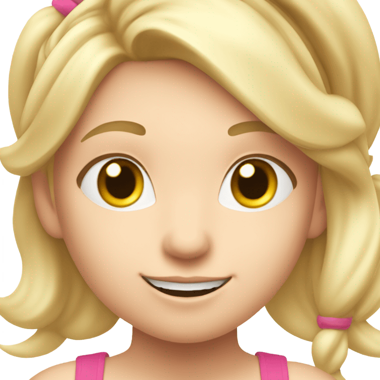 cute blonde with ponytail running in pink cami emoji