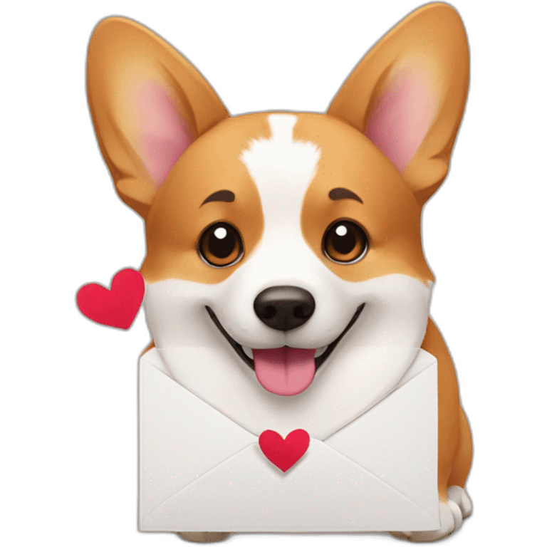 Corgi holding a love letter emoji