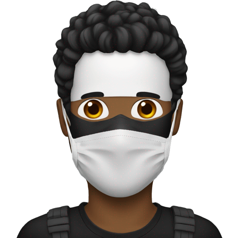 Man hair black wear mask black  emoji