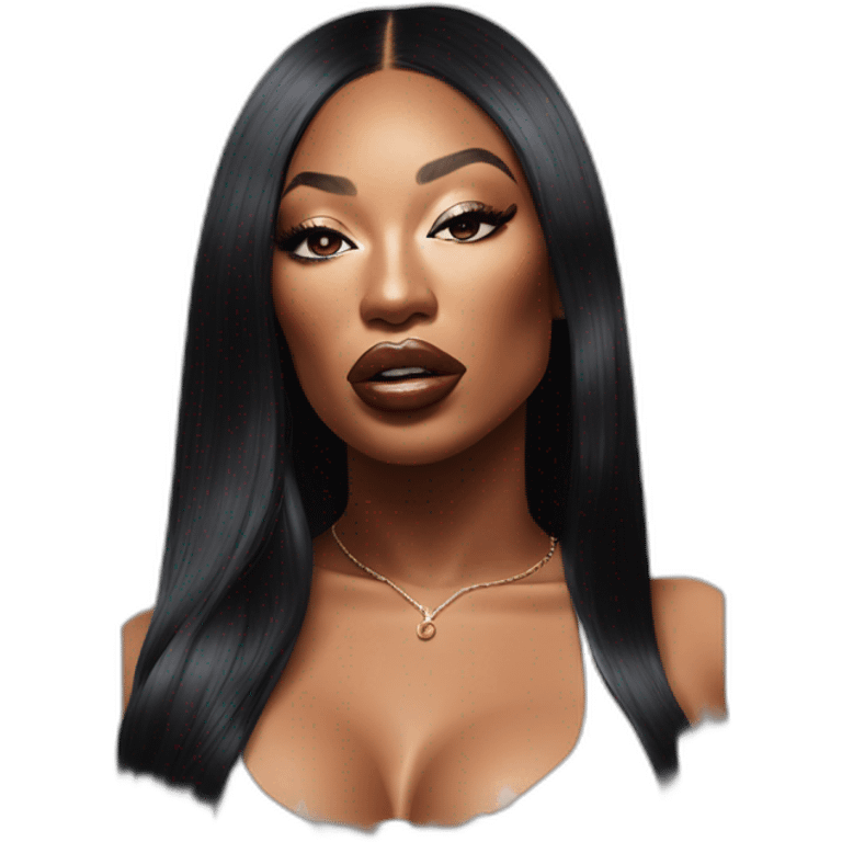 Rapper Megan Thee Stallion Super Realist Portrait emoji