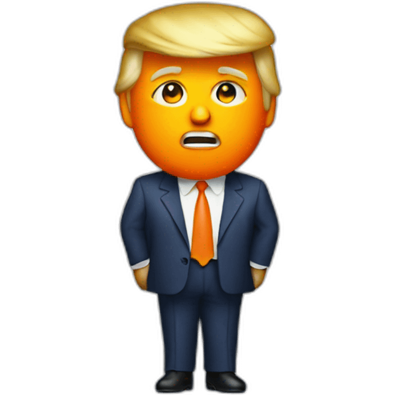 Donald Trump holding an orange emoji