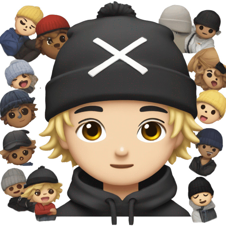 Bangchan from stray kids wearing a beanie emoji