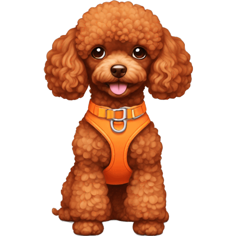 red toy poodle with an orange harness emoji